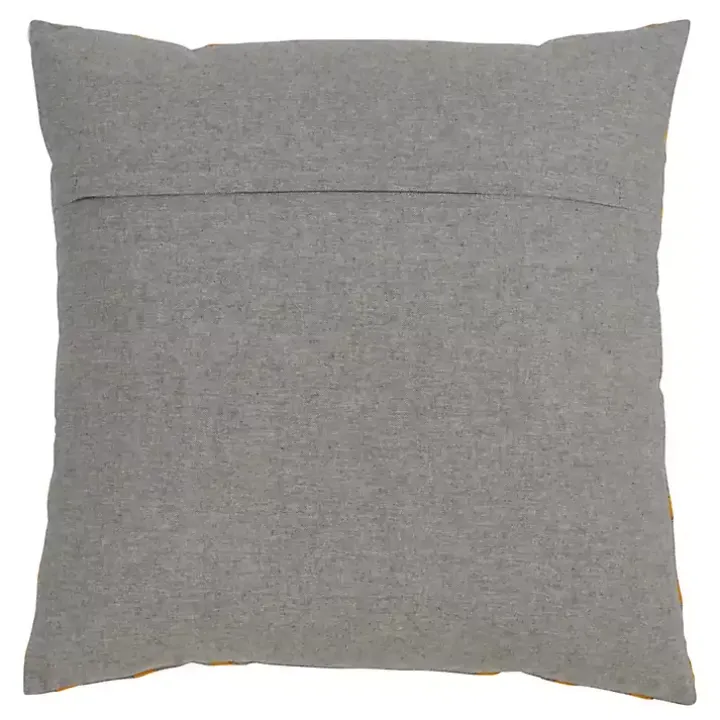Yellow Crosshatch Stitch Cotton Throw Pillow