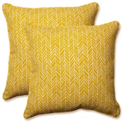 Yellow Herringbone Outdoor Pillows, Set of 2