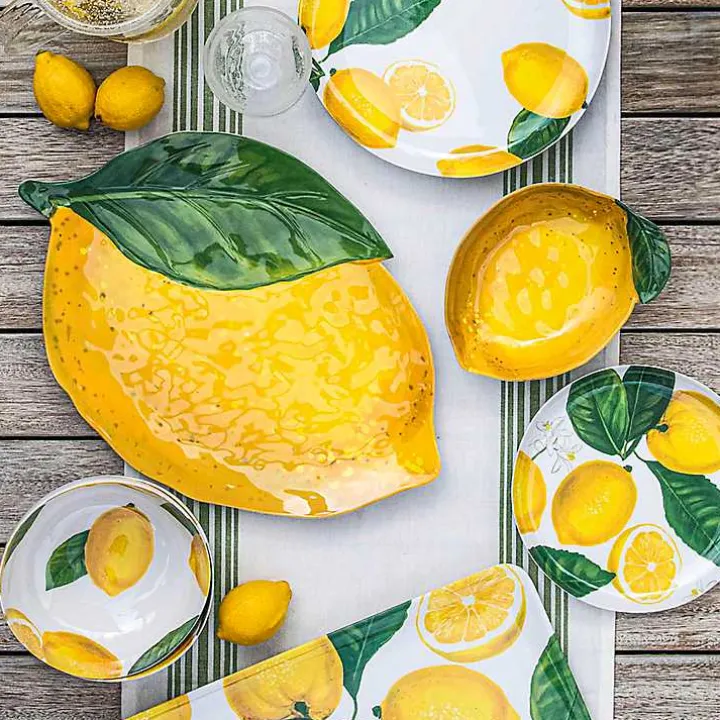 Yellow Lemon Melamine Serving Tray