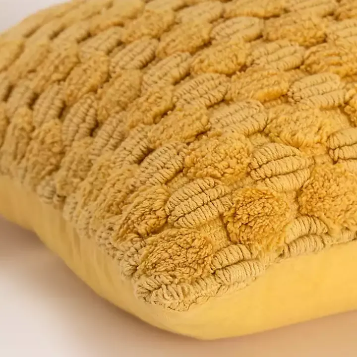 Yellow Looped Cotton Throw Pillow