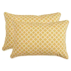 Yellow Pattern XL Outdoor Lumbar Pillows, Set of 2