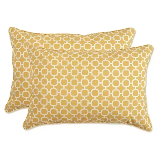 Yellow Pattern XL Outdoor Lumbar Pillows, Set of 2