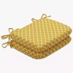 Yellow Rounded Outdoor Seat Cushions, Set of 2