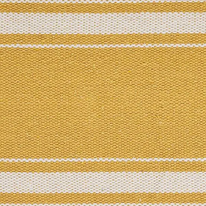 Yellow Striped Fringe Placemats, Set of 4
