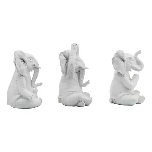 Yoga Elephant Statues, Set of 3