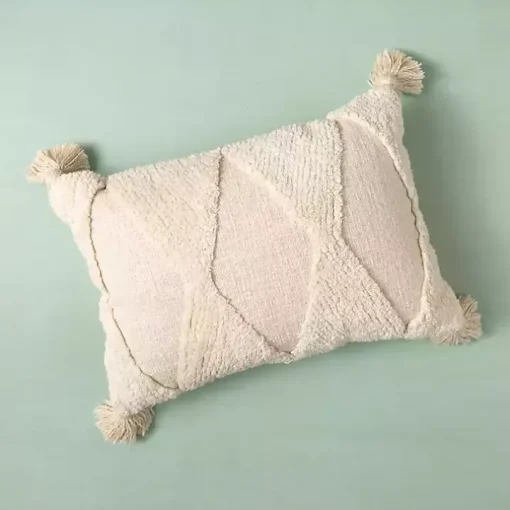 Zoey Ivory Diamond Tufted Lumbar Pillow