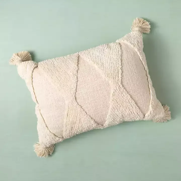 Zoey Ivory Diamond Tufted Lumbar Pillow