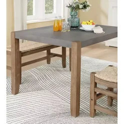 Amber Wood Faux Concrete Top Dining Table
