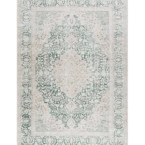 Amelie Green Traditional Washable Area Rug, 5x7