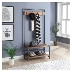 Annalee Industrial Metal and Wood Hall Tree