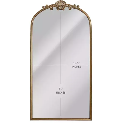 Antique Gold Metal Ornate Arch Wall Mirror