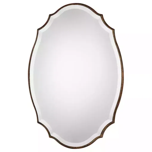 Antique Gold Rounded Edge Wood Wall Mirror
