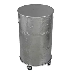 Antique Round Rolling Galvanized Accent Table