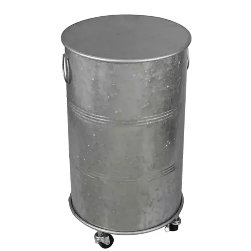 Antique Round Rolling Galvanized Accent Table
