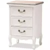 Antique White Wooden 3-Drawer Nightstand