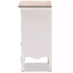 Antique White Wooden 3-Drawer Nightstand