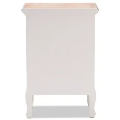 Antique White Wooden 3-Drawer Nightstand