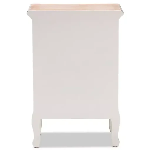 Antique White Wooden 3-Drawer Nightstand
