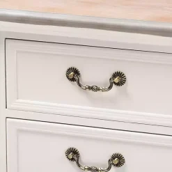 Antique White Wooden 3-Drawer Nightstand
