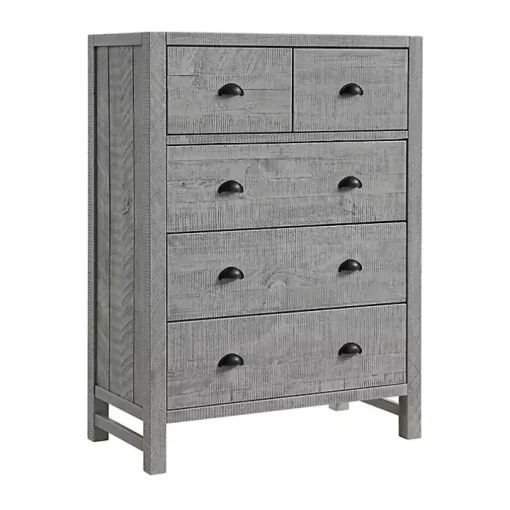 Arden Gray Wood 5-Drawer Chest