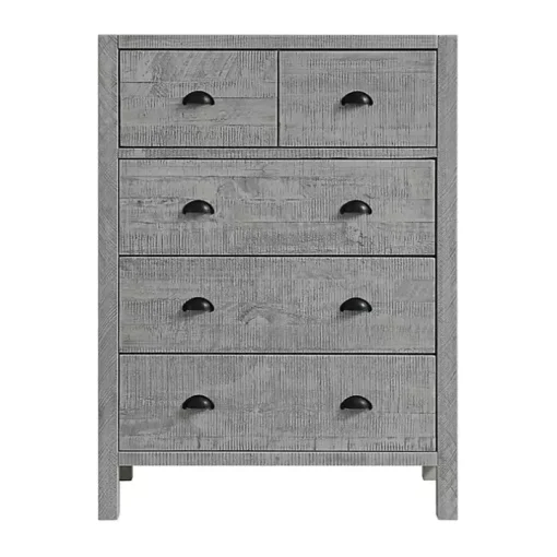 Arden Gray Wood 5-Drawer Chest