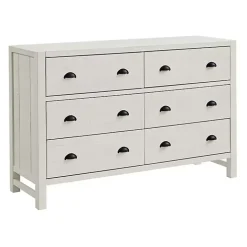 Arden White Wood 6-Drawer Dresser