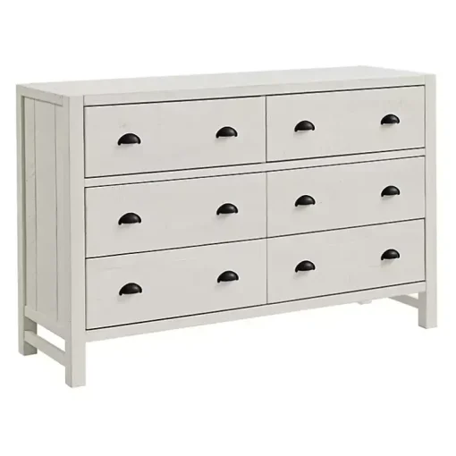 Arden White Wood 6-Drawer Dresser