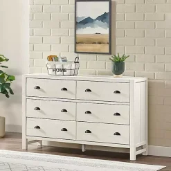 Arden White Wood 6-Drawer Dresser