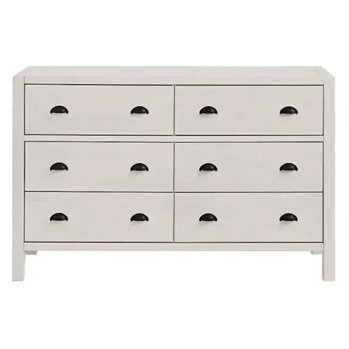 Arden White Wood 6-Drawer Dresser