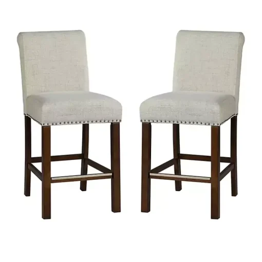 Aubrey Natural Upholstered 2-pc. Counter Stool Set