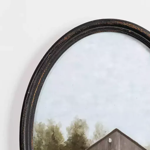 Barn Landscape Oval Framed Art Print
