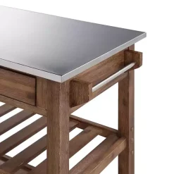 Barnwood Sonoma Stainless Steel Top Kitchen Cart