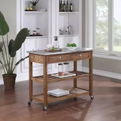 Barnwood Sonoma Stainless Steel Top Kitchen Cart