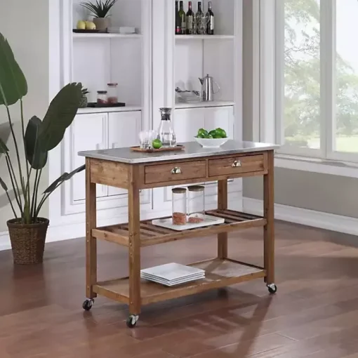 Barnwood Sonoma Stainless Steel Top Kitchen Cart