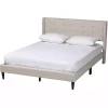 Beige Button Tufted Headboard Full Platform Bed
