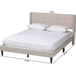 Beige Button Tufted Headboard Full Platform Bed