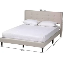 Beige Button Tufted Headboard Full Platform Bed