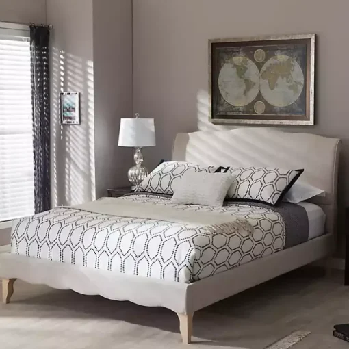 Beige Classic French Queen Platform Bed