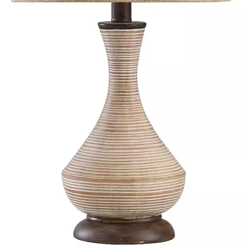 Beige Stripes Curved Table Lamp