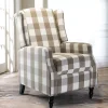 Beige Windowpane Plaid Recliner