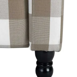 Beige Windowpane Plaid Recliner