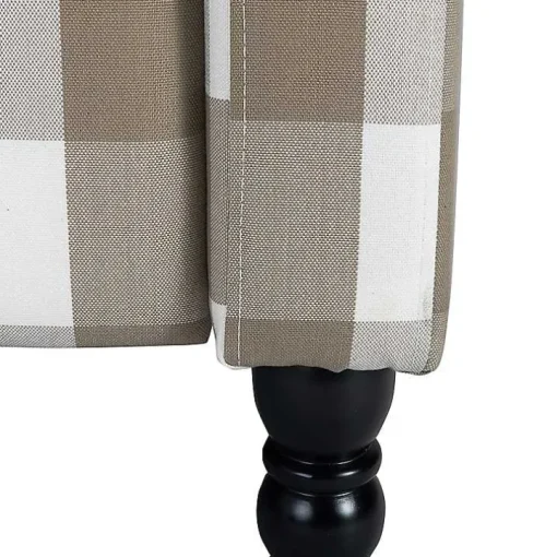 Beige Windowpane Plaid Recliner