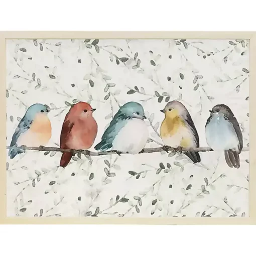 Bird Friends on a Branch Framed Art Print