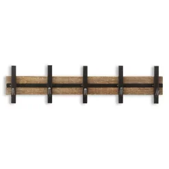 Black and Brown 5-Hook Coat Rack