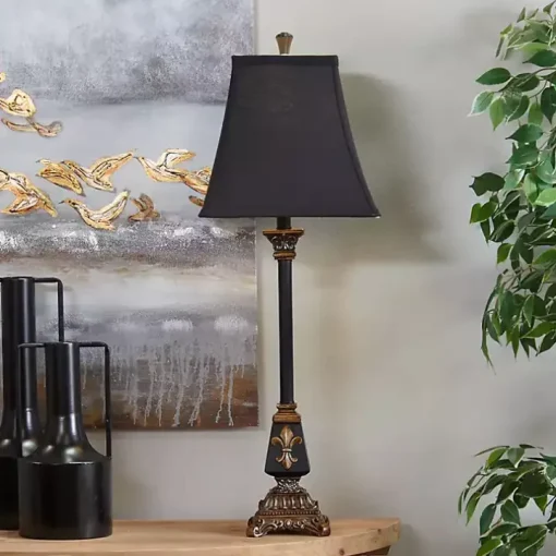 Black and Gold Fleur De Lis Buffet Lamp