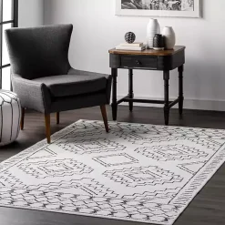 Black and Ivory Moroccan Washable Runner