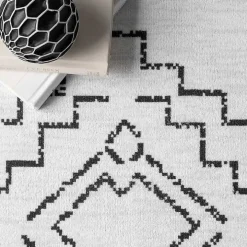 Black and Ivory Moroccan Washable Runner