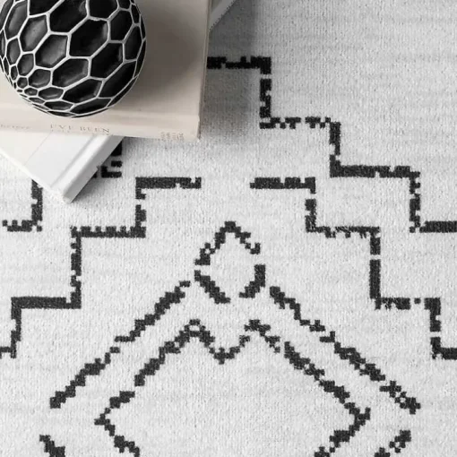 Black and Ivory Moroccan Washable Runner