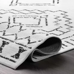 Black and Ivory Moroccan Washable Runner