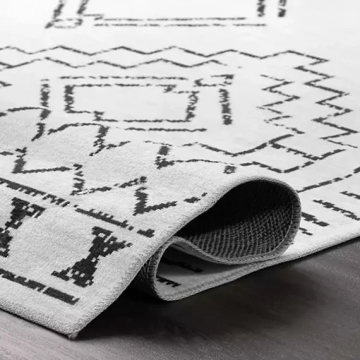 Black and Ivory Moroccan Washable Runner
